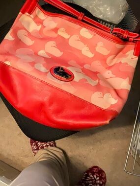 Dooney Orange Duck Bag With Callouts As Shown Sold As Is